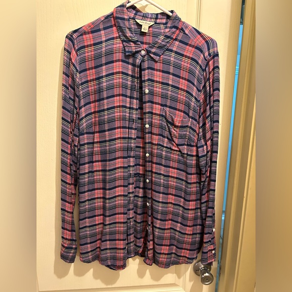 Lucky Brand Blue and Pink Plaid Shirt - Picture 1 of 3